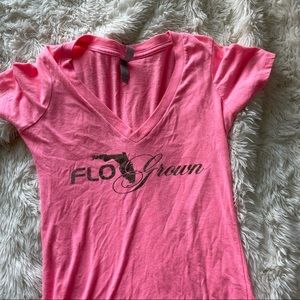 Pink flo grown shirt-camo lettering-size small